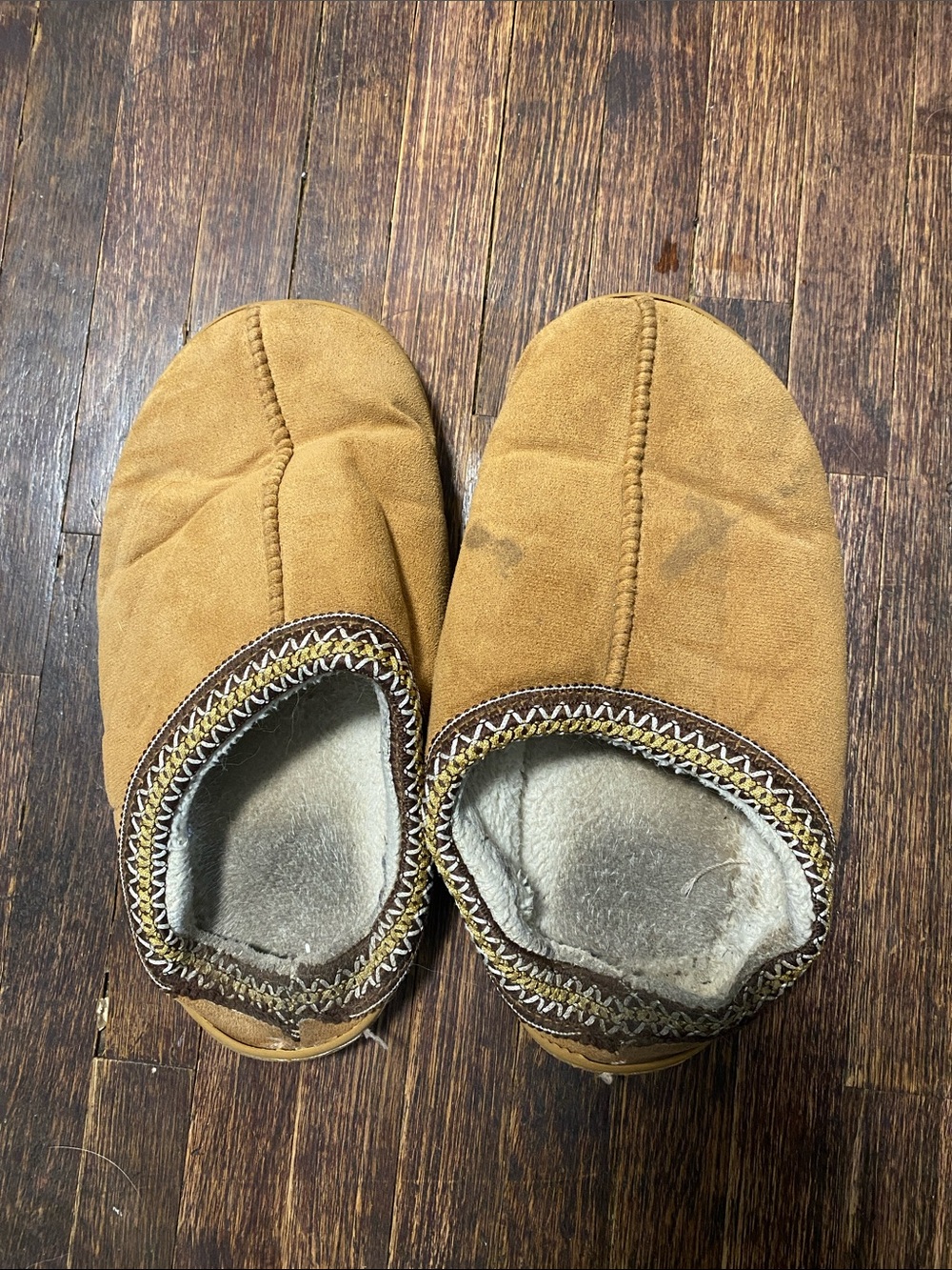 Cozy Tan Suede Slip-On Slippers